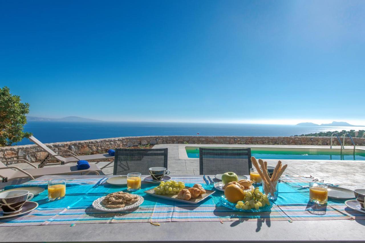 Tranquil Sea View Villa With Private Pool, Just 2Km From The Beach! 아기아갈리니 외부 사진