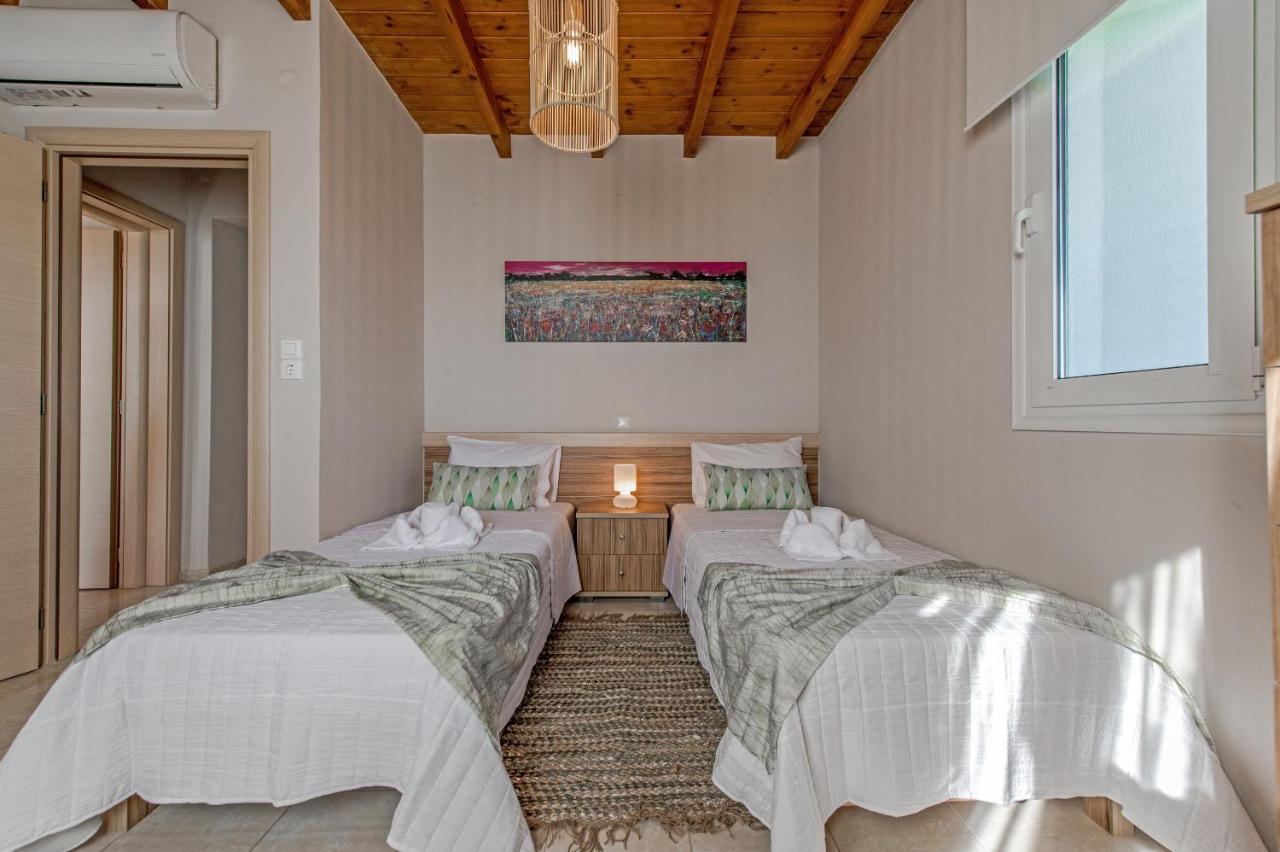 Tranquil Sea View Villa With Private Pool, Just 2Km From The Beach! 아기아갈리니 외부 사진